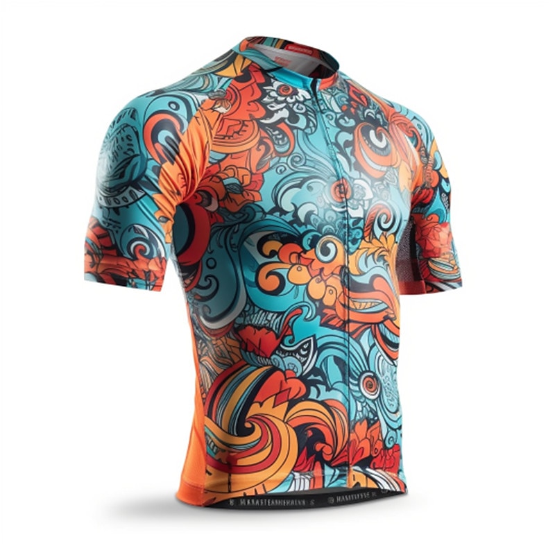 Men's Cycling Jersey Graphic Funny Short Sleeve Bike Jersey Top with 3 Rear Pockets Mountain Bike MTB Road Bike Cycling Quick Dry Reflective Strips Back Pocket Moisture Wicking Sports Blue Rainbow4