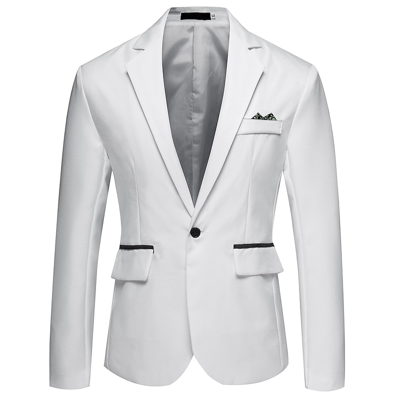 Men's Jacket Blazer Wedding Business Breathable Pocket Spring Fall Print Elegant Business V Neck Regular Regular Fit Black White Pink Red Navy Blue Jacket4