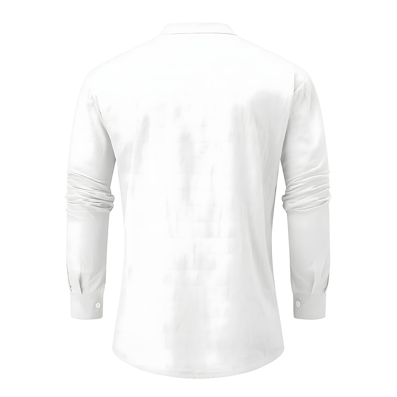 Men's Shirt Linen Shirt Band Collar Shirt Summer Shirt Beach Wear Solid Color Street Hawaiian Light Blue Wine Red Black White Long Sleeve Collar Summer Spring Clothing Apparel3