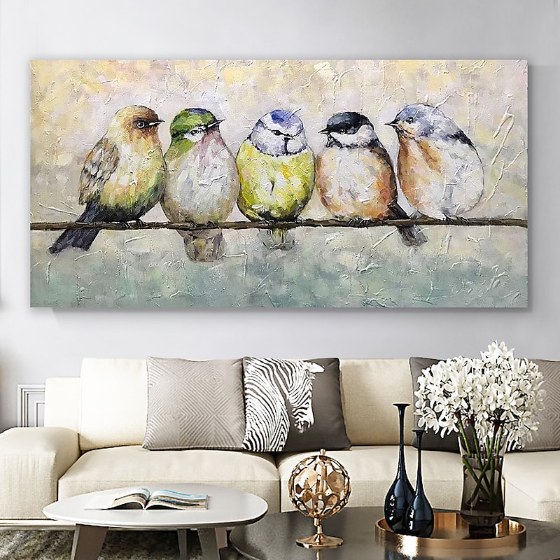 Oil Painting Hand Painted Horizontal Animals Pop Art Modern Stretched Canvas