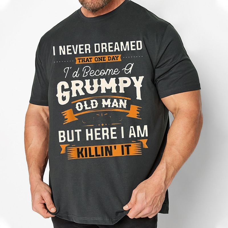 Men's Plus Size T shirt Tee Big and Tall Letter Crewneck Print Short Sleeves Stylish Casual Tops Outdoor Going out Tops2