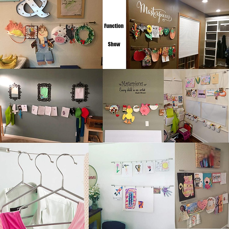 Wallniture Curtain Rod Set for Tapestry Kids Crafts Wall Decor Picture Hanging Kit  Curtain Wire Rod  Stainless Steel Photo Hanging Wire Clothesline Wire Window Curtain Tension Wire (5 Meter)3