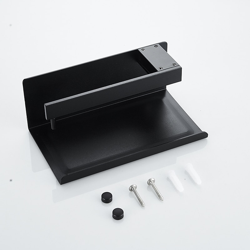 Toilet Paper Holder with Shelf Wall Mounted,Aluminum Toilet Paper Roll Holder, Tissue Roll with Mobile Phone Storage4