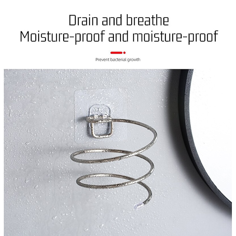 Stainless Steel Hair Dryer Holder Adhesive Blower Organizer Wall Mounted Spiral Stand Shelves Bathroom Storage Accessories3
