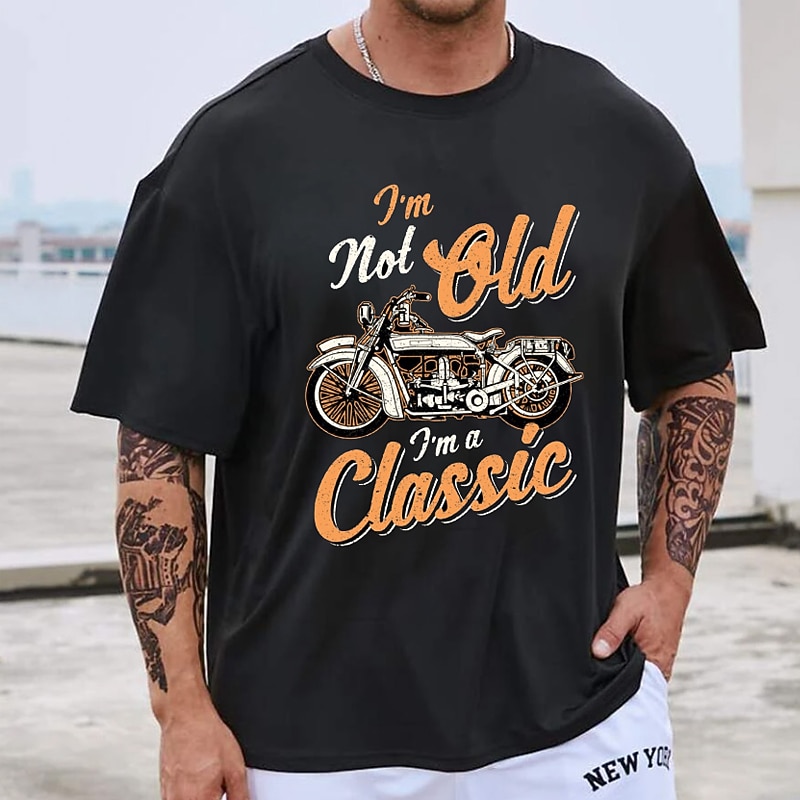 Men's Plus Size Big Tall T shirt Tee Tee Graphic Tee Crewneck Black White Short Sleeves Outdoor Going out Print Letter Clothing Apparel Cotton Blend Stylish Casual Tops