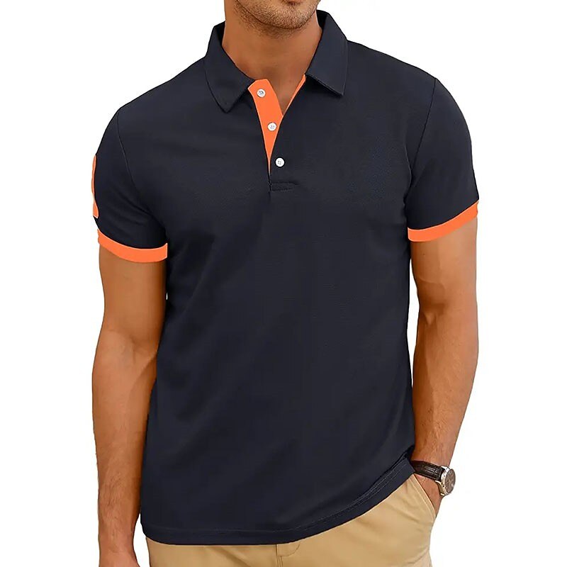 Men's Golf Shirt Polo Outdoor Sports Button Classic Short Sleeves Basic Simple Style Solid Color Button Front Summer Spring Black Red Blue Orange Light Grey Golf Shirt2