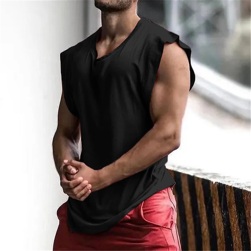 Men's Tank Top Vest Top Undershirt Sleeveless Shirt Sleeveless Crew Neck Summer Plain Fashion Designer Muscle Athleisure Going out Gym Black Navy Blue Red Top Tee for Men3