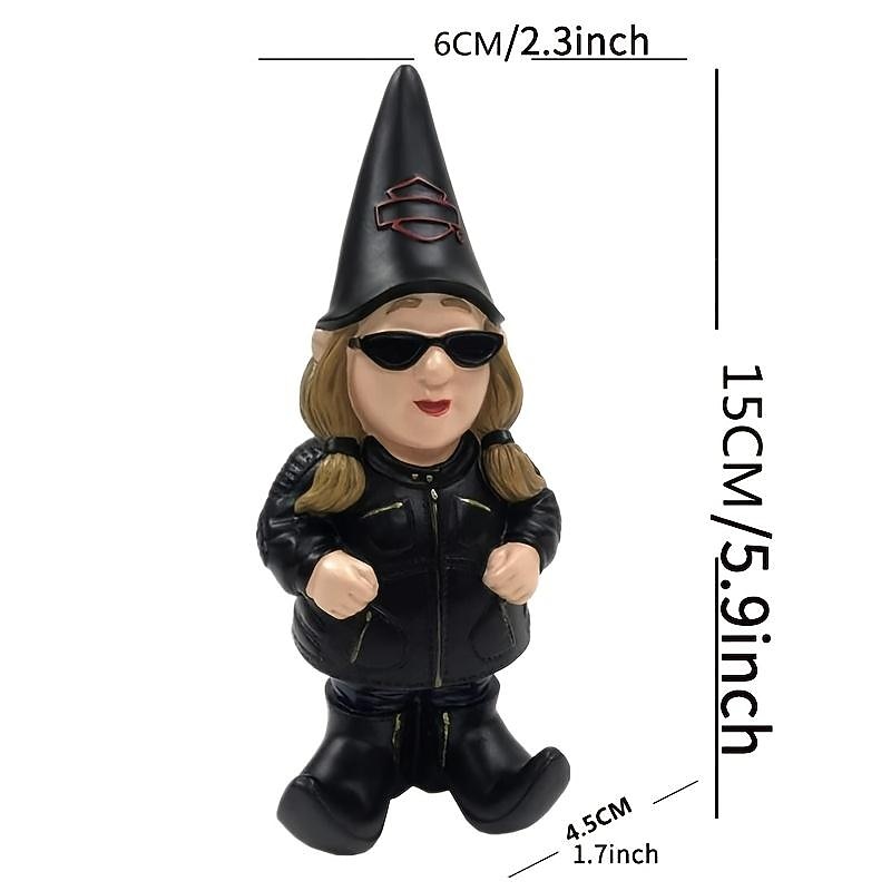 Biker Polystone Themed Garden Gnome Resin Garden Ornaments Yard Decoration Crafts3