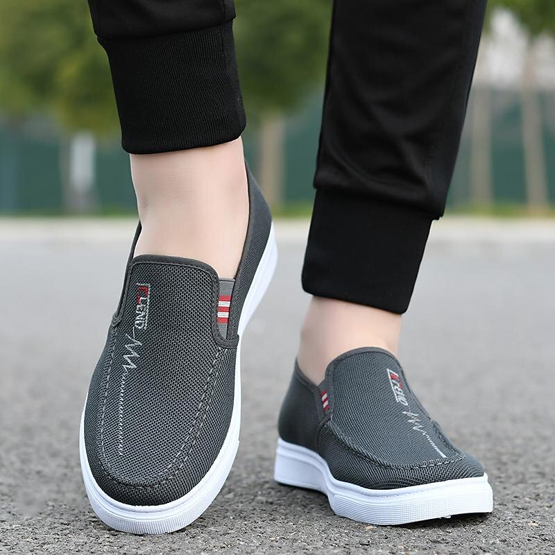 Men's Casual Blue Canvas Slip-On Sneakers with White Rubber Sole for Comfortable Everyday Wear3