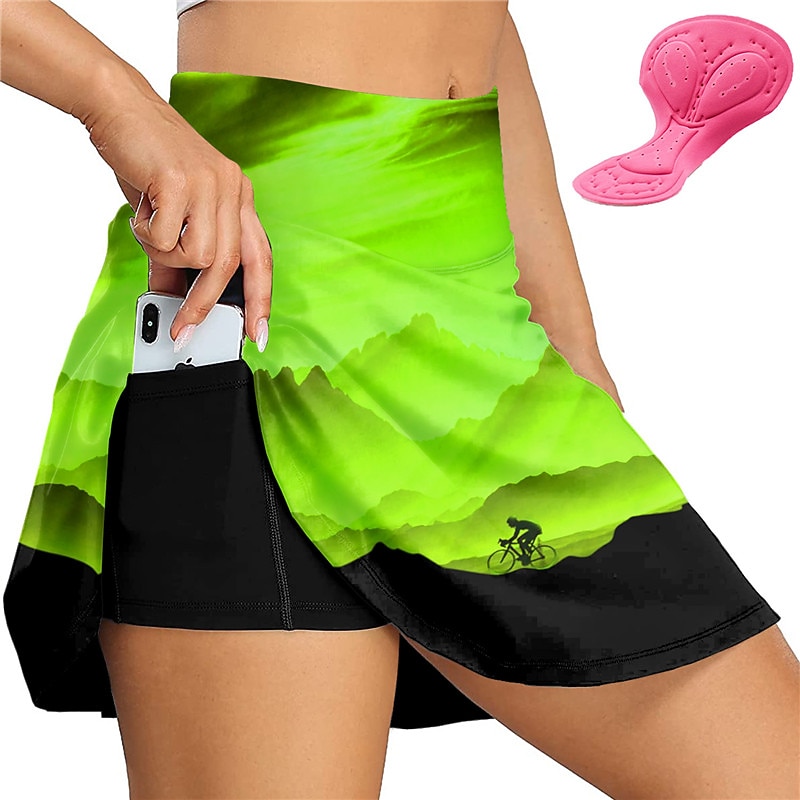 Women's Graphic Cycling Skort Skirt Bike Skirt Bottoms Race Fit Mountain Bike MTB Road Bike Cycling Sports 3D Pad Cycling Quick Dry Moisture Wicking Yellow Pink Spandex Clothing Apparel Bike Wear4
