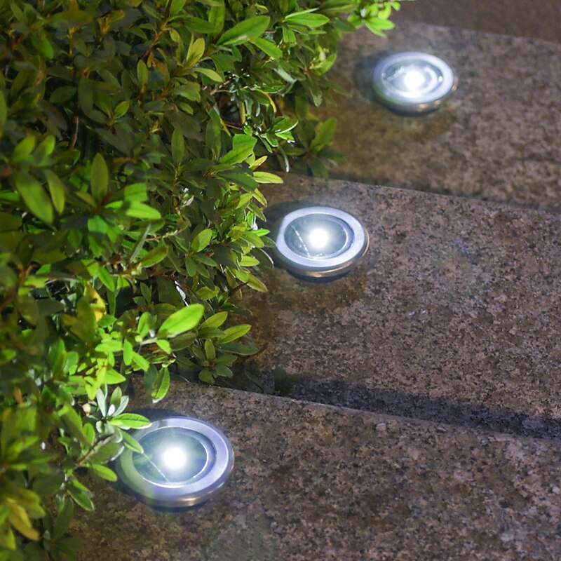 4/8pcs Disk Light Outdoor LED Garden Solar Underground Light Deck Light Spotlight Buried Solar Led Lamp Garden Decoration3