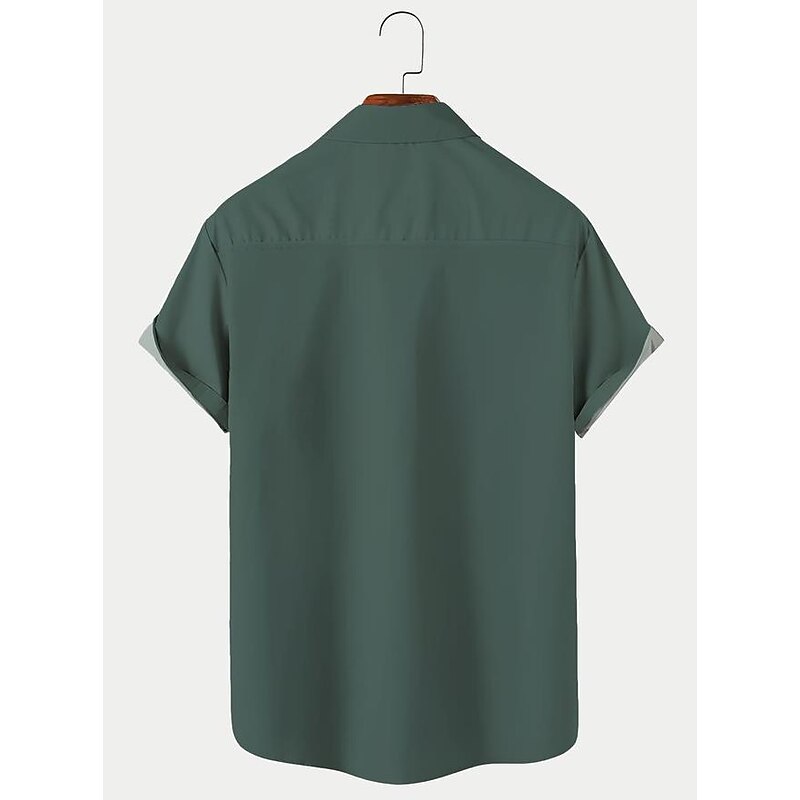 Men's Flame Bowling Ball Shirt Button Up Shirt Short Sleeve Tropical Fashion Hawaiian Outdoor Beach Summer Spring Turndown Print Button-Down Black Yellow Black / Red Red Dusty Blue 13