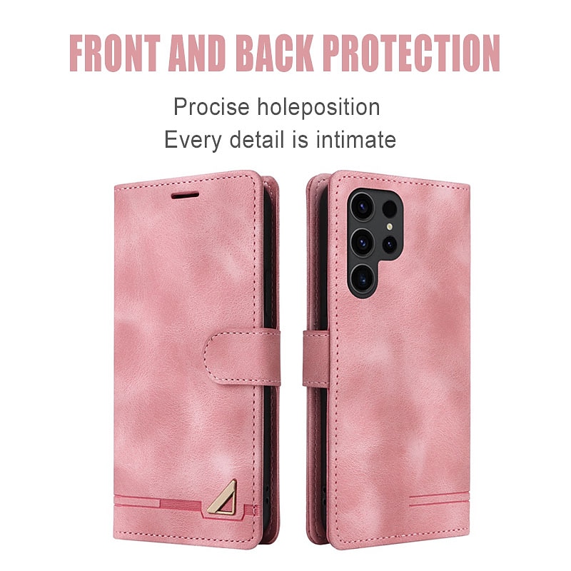 Phone Case For Samsung Galaxy S25 S24 S23 S22 S21 FE S21 Ultra Plus A12 A32 Wallet Case Wallet Full Body Protective Anti-Scratch Solid Colored TPU PU Leather4