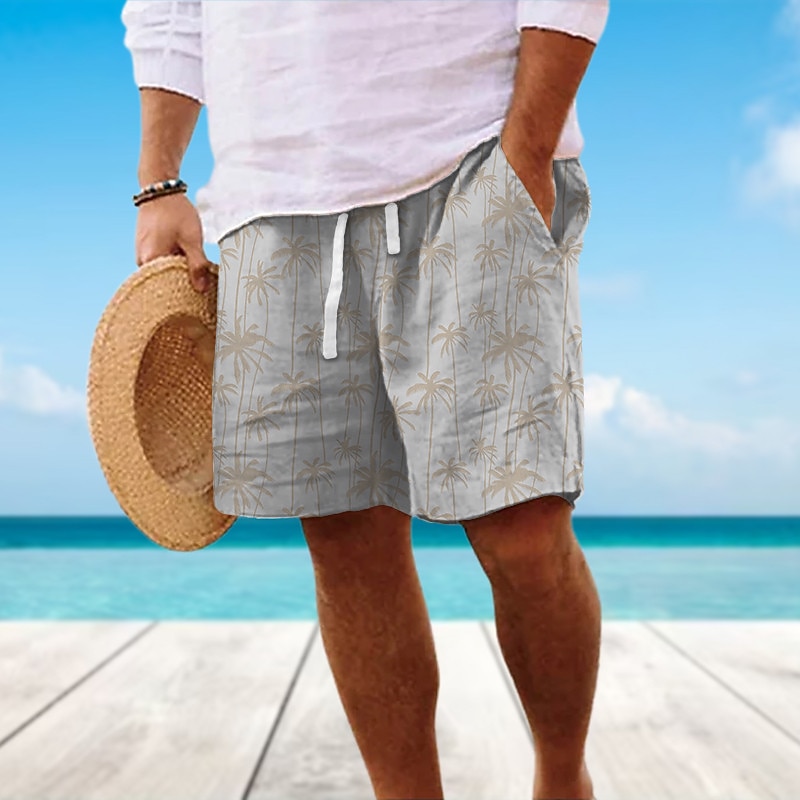 Men's Graphic Coconut Tree Summer Shorts Beach Shorts Mid Waist Streetwear Hawaiian Designer Casual Daily Holiday Drawstring Elastic Waist 3D Print Designer Clothing Apparel