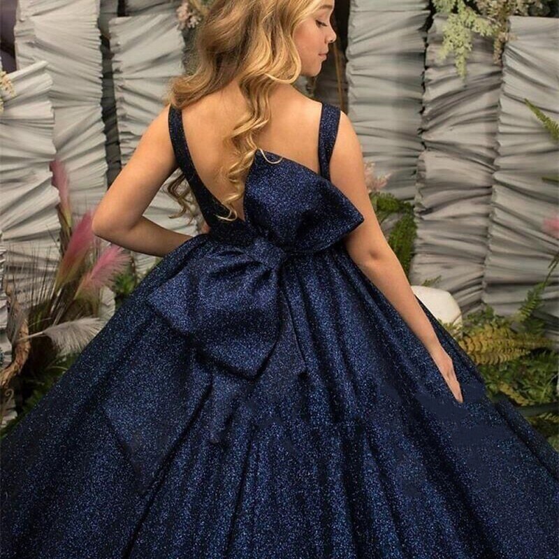 Kids Girls' Party Dress Solid Color Sleeveless Performance Wedding Mesh Princess Sweet Lace Mid-Calf Sheath Dress Tulle Dress Flower Girl's Dress Summer Spring Fall 2-12 Years Blue2