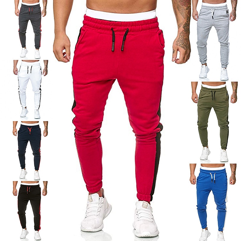 Men's Athletic Pants Sweatpants Joggers Trousers Pocket Stripe Comfort Breathable Outdoor Daily Going out Fashion Casual Black White