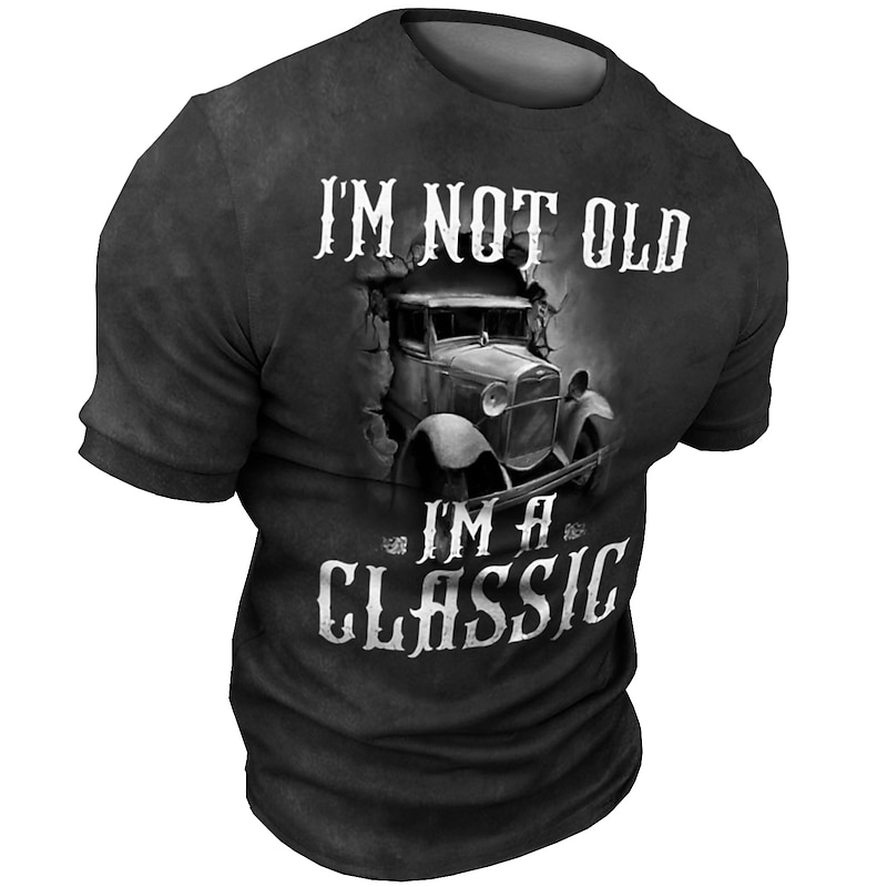 Funny Men's T-Shirt: 'I'm Not Old I'm A Classic' Car Graphic, Short Sleeve Top2