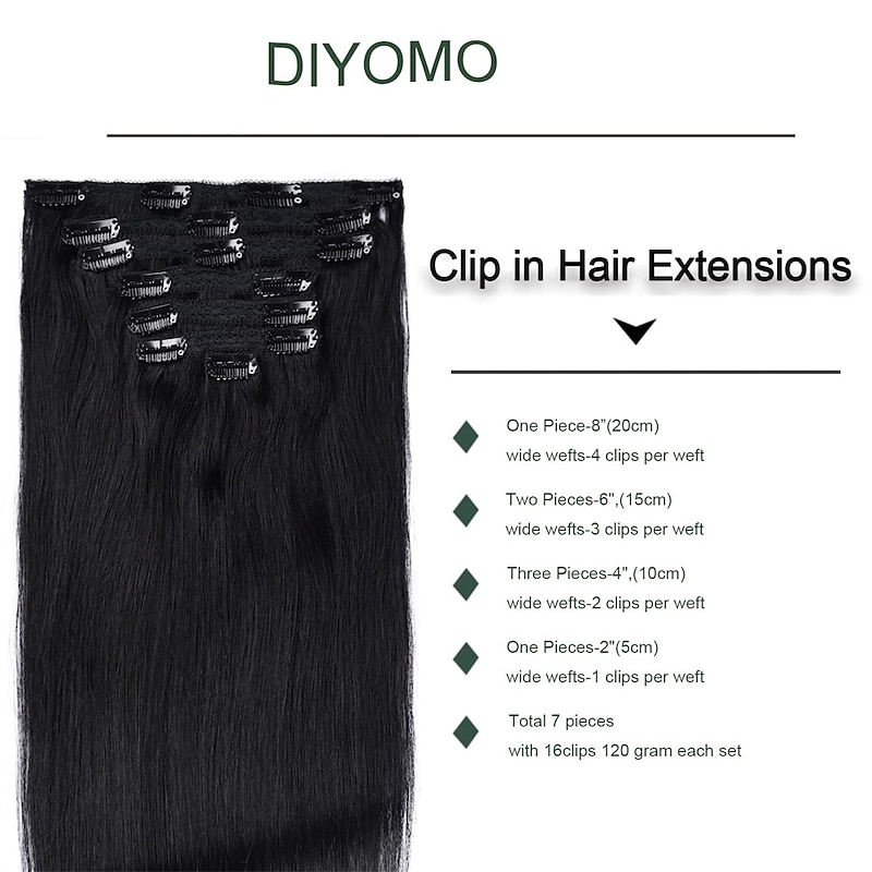 Clip in Hair Extensions Real Human Hair Soft & Natural Jet black Remy Seamless Clip ins 120g 7pcs Clip on Hair Extensions Clip in Human Hair for Women2