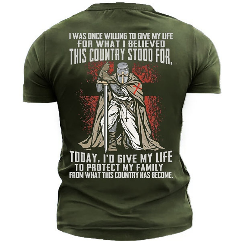Men's Graphic Knights Templar T Shirt Tee Short Sleeve T shirt 3D Print Crew Neck Shirt Vintage Fashion Designer Outdoor Casual Daily Black Navy Blue Khaki Spring & Summer Clothing Apparel S M L XL3