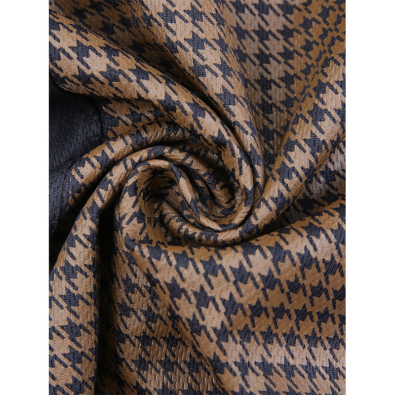 Men's Golf Shirt Polo Casual Office & Career Polo Collar Classic Short Sleeve Fashion Houndstooth Vintage Style Print Summer Spring & Summer Brown Golf Shirt3