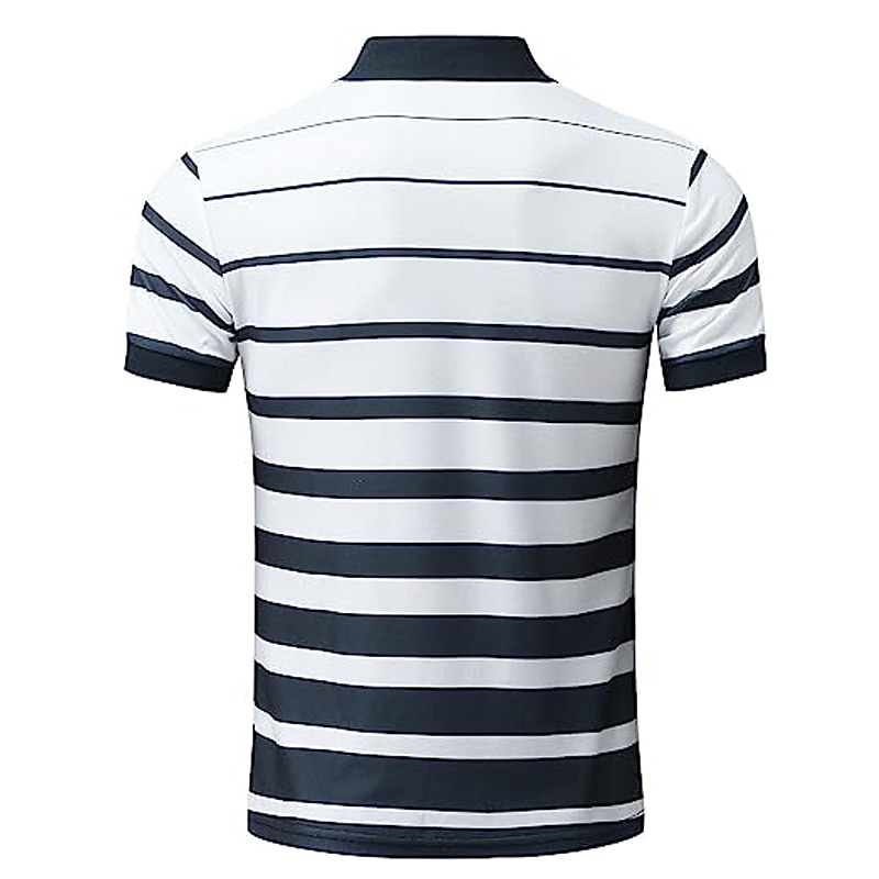 Men's Zip Polo Polo Shirt Casual Daily Quarter Zip Short Sleeve Fashion Basic Stripe Horizontal Stripes Zipper Summer Regular Fit White Yellow Red Navy Blue Brown Zip Polo2