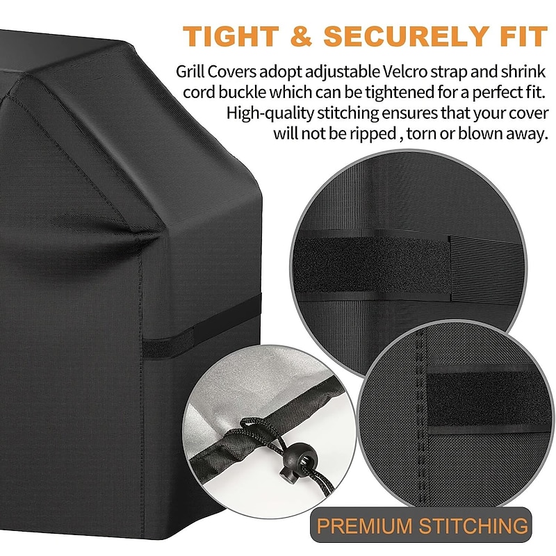Grill Cover, BBQ Grill Cover, Waterproof, Weather Resistant, Rip-Proof, Anti-UV, Fade Resistant, With Adjustable Strap, 57 Inch, Black4