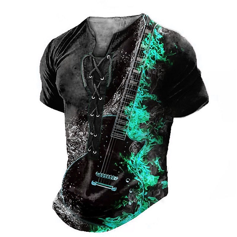 Music Festival Men's Graphic Gothic Horror Guitar Tee Short Sleeve T shirt 3D Print Shirt Fashion Casual Comfort Daily Sports Going out Black Yellow Blue Summer Clothing Apparel S M L XL 2XL 3XL3