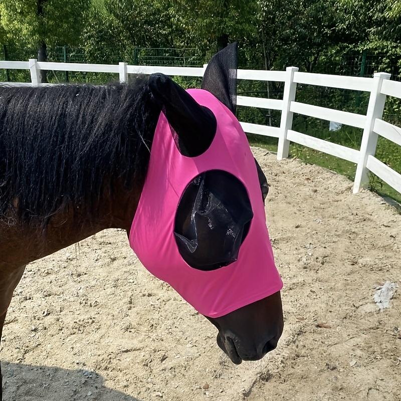 Breathable Horse Fly Mask With Ear, Mosquito Protection Mask, Horseback Riding Equestrian Equipment2