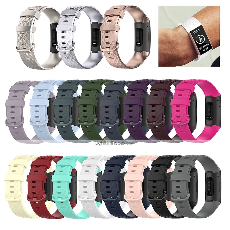 Watch Band for Fitbit Charge 4 / Charge 3 / Charge 3 SE Silicone Replacement  Strap Soft Breathable Sport Band Wristband