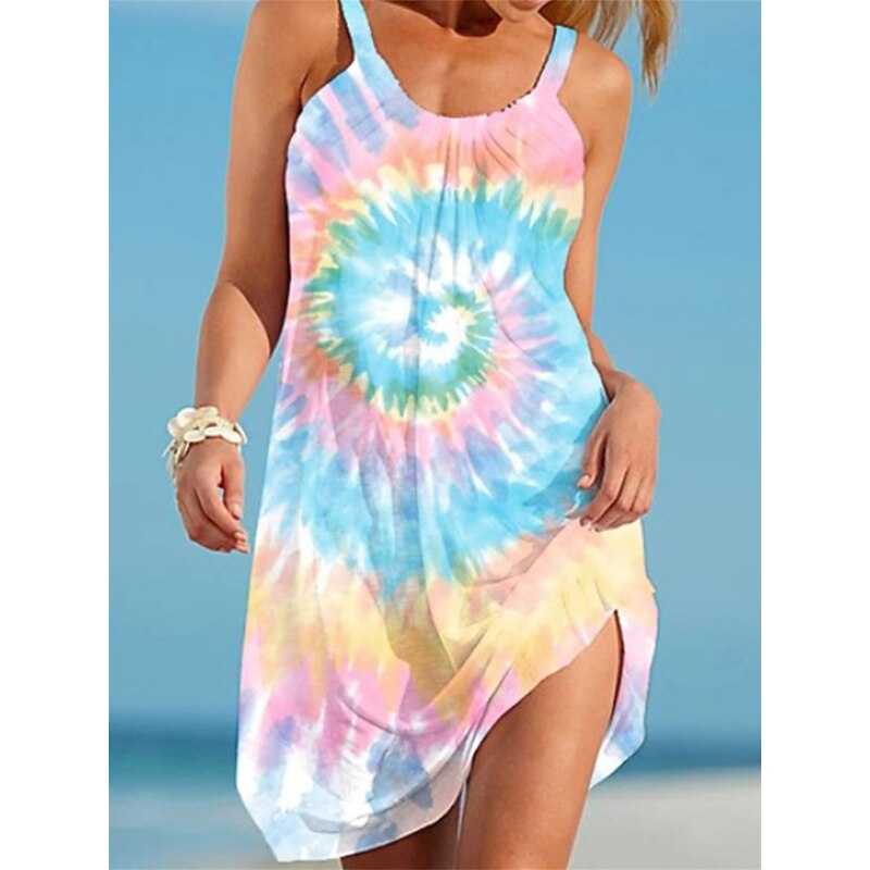 Women's Beach Dress Beach Wear Mini Dress Print Casual Modern Leopard Spaghetti Strap Sleeveless Loose Fit Outdoor Daily Pink Blue 2023 Summer Spring S M L XL4