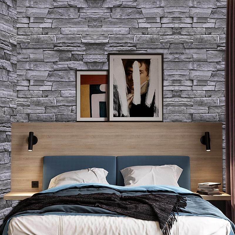 3D Brick Wallpaper Stone Self-Adhesive Peel and Stick Removable Contact Paper Refurbish Apartment Dorm Shop Strange Wall Brick Sticker For Bathroom Decor 17.7''x39.37''3