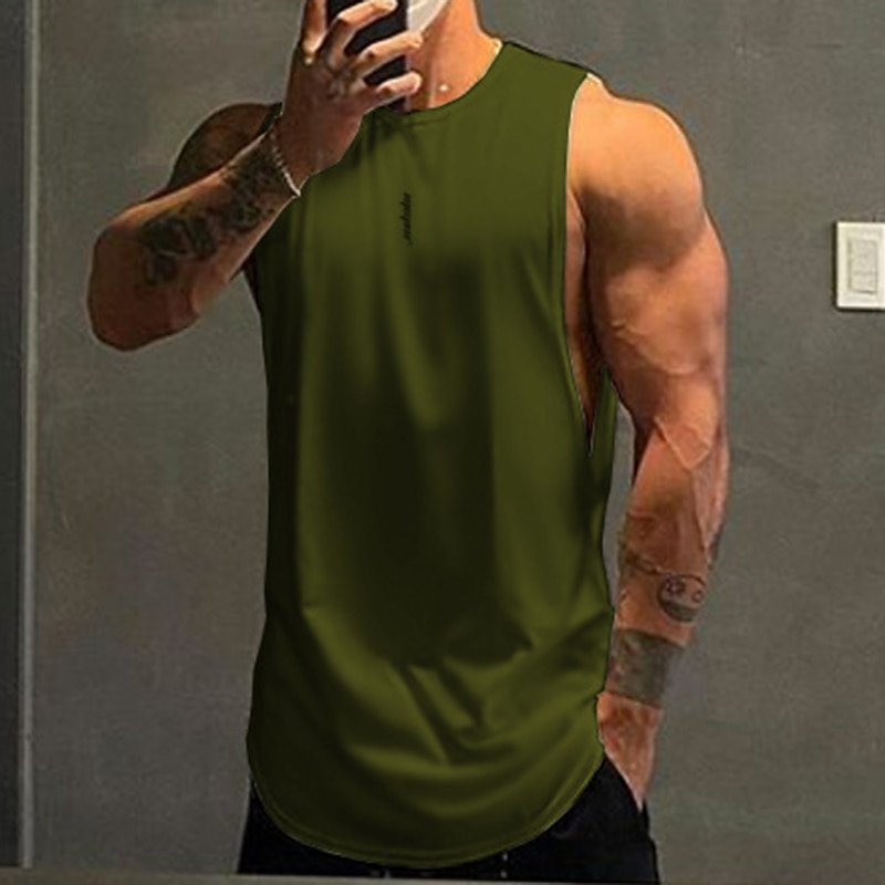 Men's Workout Tank Top Running Tank Top Sleeveless Vest / Gilet Athletic Athleisure Solid Colored Quick Dry Soft Sweat wicking Breathable Jogging Training Bodybuilding Sportswear Activewear White4