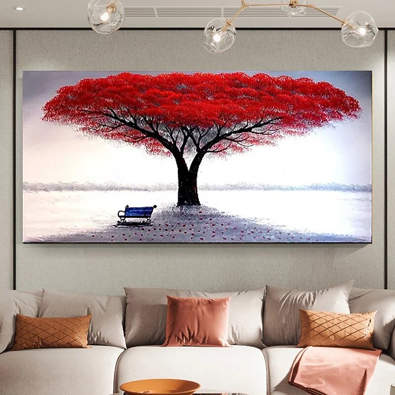 Oil Painting Hand Painted Horizontal Floral / Botanical Comtemporary Modern Stretched Canvas3