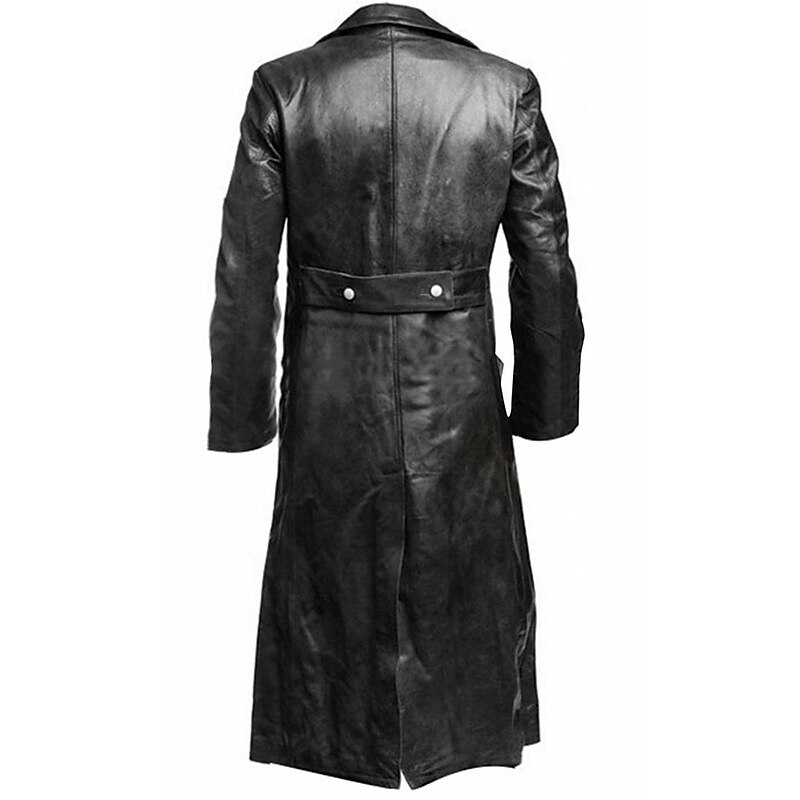 Set with PU Leather Trench Coat Straight Leg Motorcycle Pants Top Hat Punk Gothic Medieval Steampunk Plague Doctor Men's Riders Bikers Casual Daily Cosplay Costume Carnival Fall Winter3