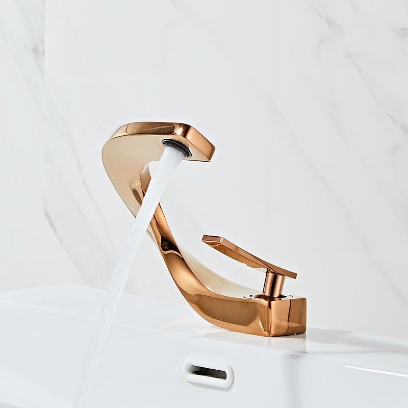 Bathroom Sink Mixer Faucet, Mono Wash Basin Single Handle Basin Taps Washroom, Monobloc Vessel Water Brass Tap Deck Mounted with Hot and Cold Hose4