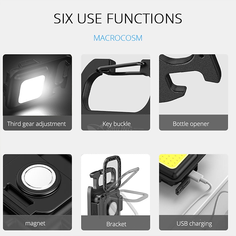 LED Flashlight Super Bright Mini COB Keychain Charging Lamp Camping Lights with Magnet 4 Lighting Modes for Camping Home Use.3