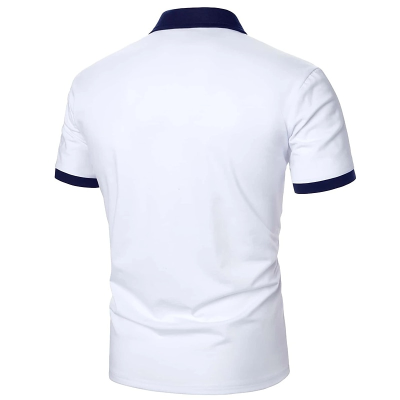 Men's Polo Shirt Golf Shirt Casual Holiday Classic Short Sleeve Fashion Basic Color Block Button Summer Regular Fit White Red Black-white Polo Shirt3