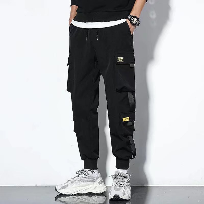 Men's Cargo Pants Cargo Trousers Joggers Trousers Cropped Pants Drawstring Elastic Waist Multi Pocket Letter Comfort Wearable Casual Daily Holiday Sports Fashion Black Green2