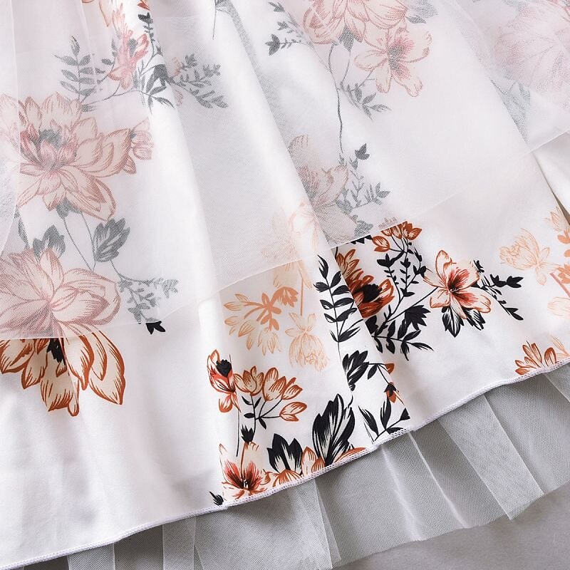 Kids Girls' Dress Floral Sleeveless Casual Active Daily Cotton Asymmetrical Casual Dress A Line Dress Floral Dress Summer Spring 5-12 Years White3