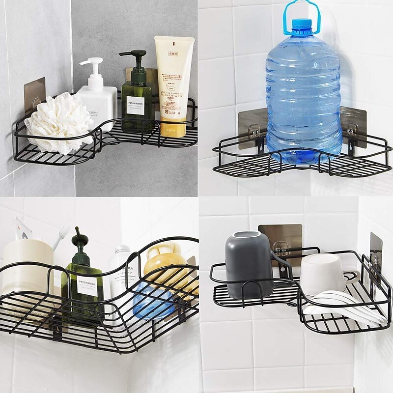 Shower Caddy Bathroom Shelf Bathroom Kitchen No Punching Triangle Storage Rack, Bathroom Accessories3
