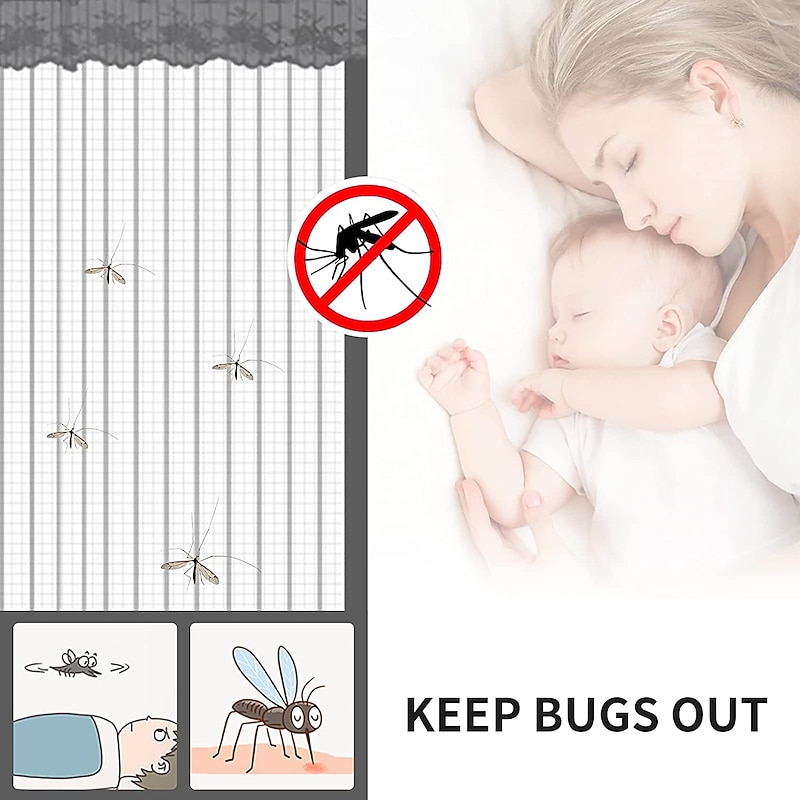 Magnetic Screen Door，Fly Insect Door Screen Magnetic Closure, Magnetic Door Screen Mesh Mosquito Protection for Convenient Entry, Keep Bugs Out Black4