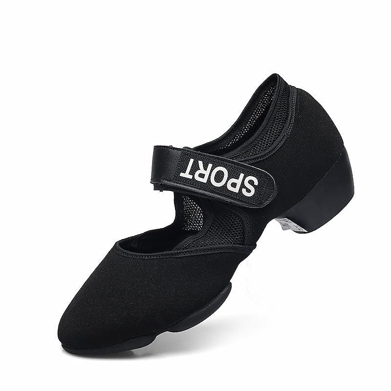 Women's Black Jazz Dance Shoes – Breathable Mesh Split Sole Sneakers with Adjustable Strap – Professional Dance Footwear for Ballroom, Latin, and Fitness Training2