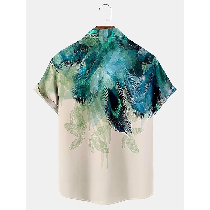 Men's Leaves Shirt Button Up Shirt Short Sleeve Tropical Fashion Streetwear Street Daily Weekend Summer Spring Turndown Print Button-Down Black+Black Yellow Blue Gray+Blue Coffee2