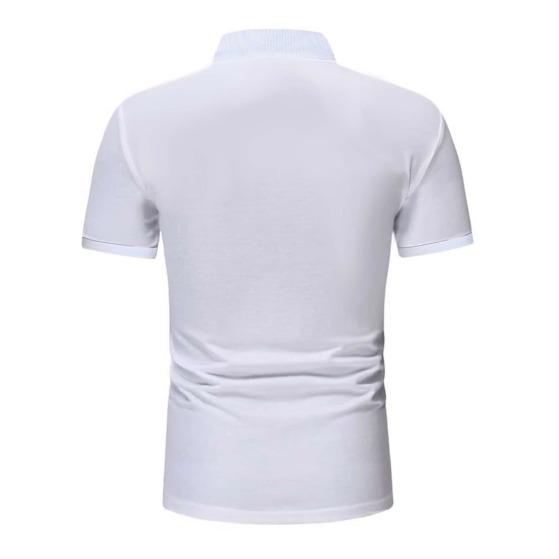Men's Golf Shirt Polo Work Business Polo Collar Classic Short Sleeve Basic Tiger Solid / Plain Color Embroidery Button Front Summer Spring & Summer White Golf Shirt2