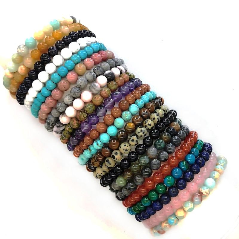 Bracelet 6MM Stone Beaded Bracelet Volcano Stone Agate Amethyst Bracelet Jewelry2