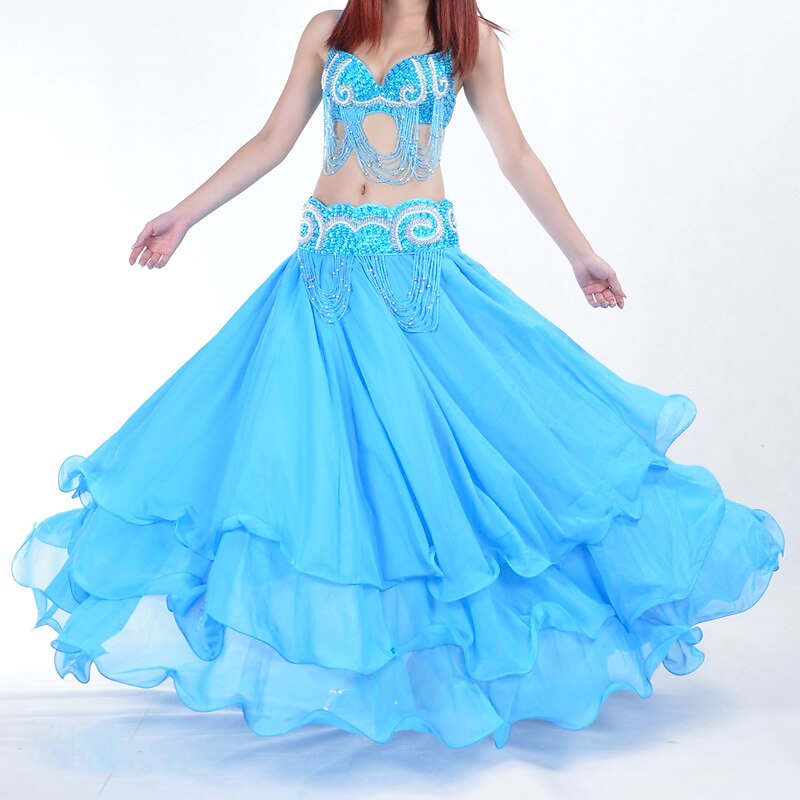 Belly Dance Skirt Draping Tier Women's Training Natural Chiffon4