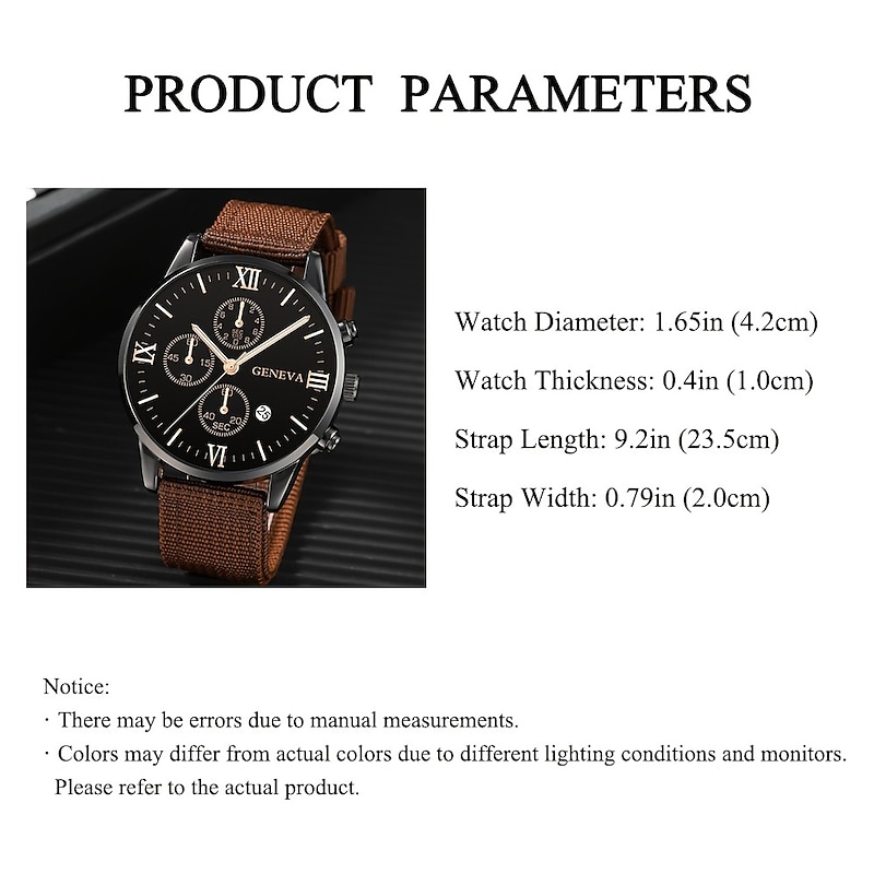 Men's 4pcs/Set Quartz Watch for Men Analog Quartz Retro Stylish Chronograph Alloy Nylon Sport Style Watches2