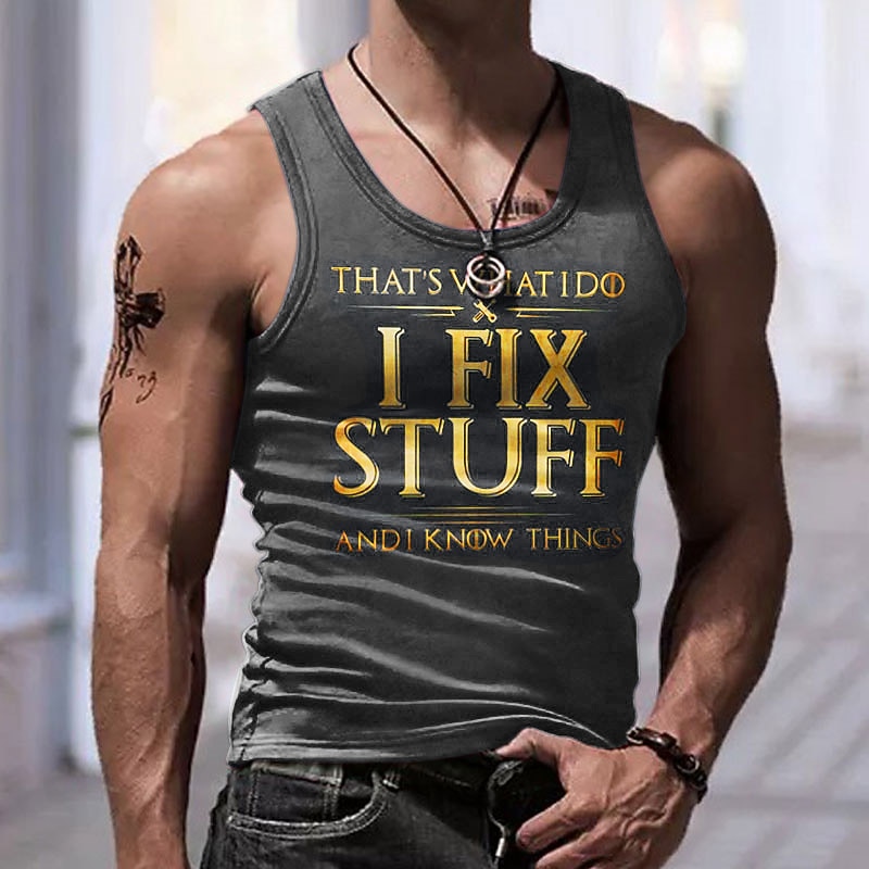 Men's Graphic Letter Vest Top Sleeveless T Shirt for Men Sleeveless T shirt 3D Print Crew Neck Shirt Fashion Designer Muscle Daily Sports Running Black Navy Blue Gray Spring & Summer Clothing Apparel4