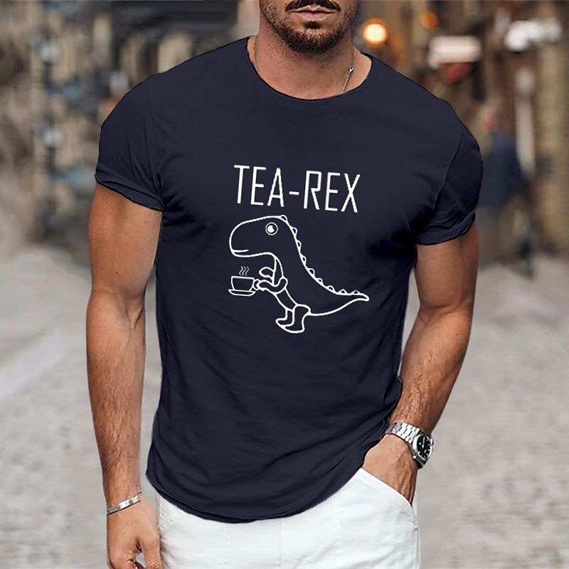 Men's Graphic T-Shirt Short Sleeve Funny Tea-Rex Dinosaur Pun for Tea Lovers3