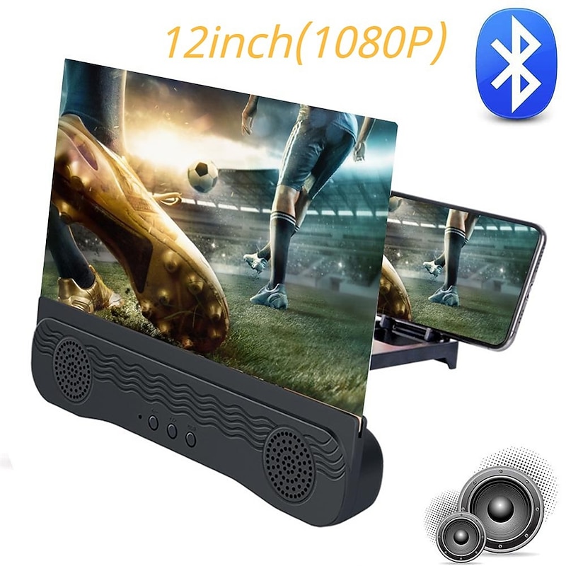 4 In1 Bluetooth 5.0 Mobile Phone Screen Magnifier 3D Enlarger 12inch Magnifying Bracket Desktop Holder Stand for Phone3